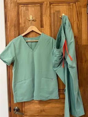 Figs V-Neck Scrub Top and pants SET in Sage Green